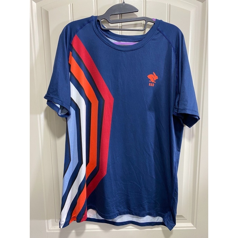 Rabbit T Shirt Mens Large Blue Short Sleeve Running Performance Graphic Print